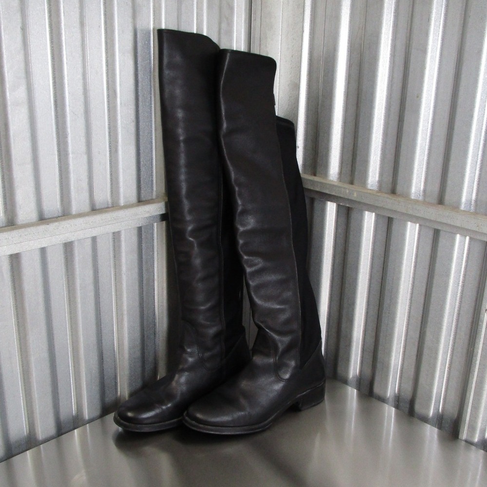 Andre Assous OTK Boots Women 39M Black Waterproof Leather Over The Knee Brazil